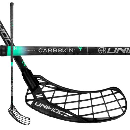 Florbalová hokejka UNIHOC EPIC CarbSkin 26 black/green 104cm R - florbalová hůl