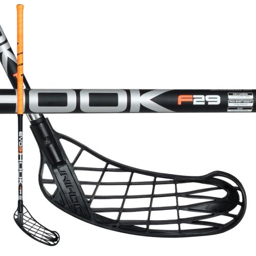 Florbalová hokejka UNIHOC EVO3 HOOK 29 neon orange/black 96cm - florbalová hůl