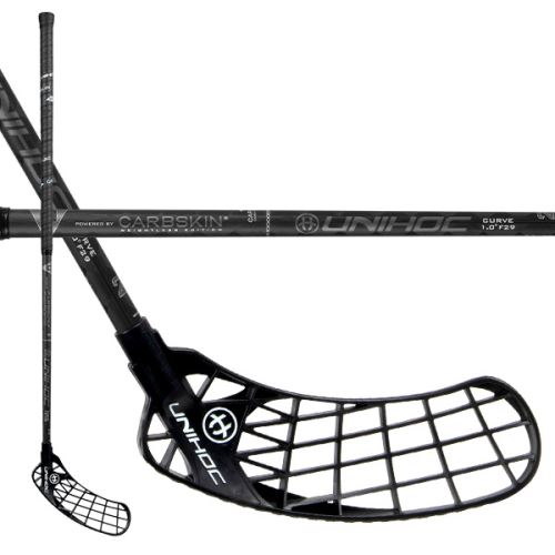 Florbalová hokejka UNIHOC ICONIC CARBSKIN FL Curve 1.0o 29 black 96cm R-21 - florbalová hůl