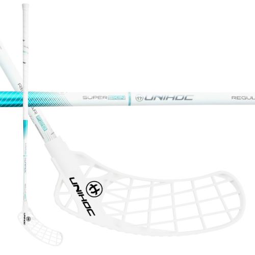 Florbalová hokejka UNIHOC ICONIC SUPERSKIN REGULAR 28 white 92cm L - florbalová hůl