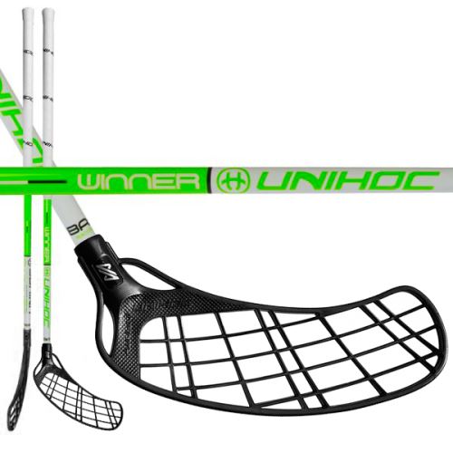 Florbalová hokejka UNIHOC WINNER 35 CAVITY/INFINITY white/green 96cm L-17 - florbalová hůl