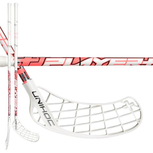 Floorball stick UNIHOC PLAYER+ Top Light II 29 white/coral 96cm L - Floorball stick for adults